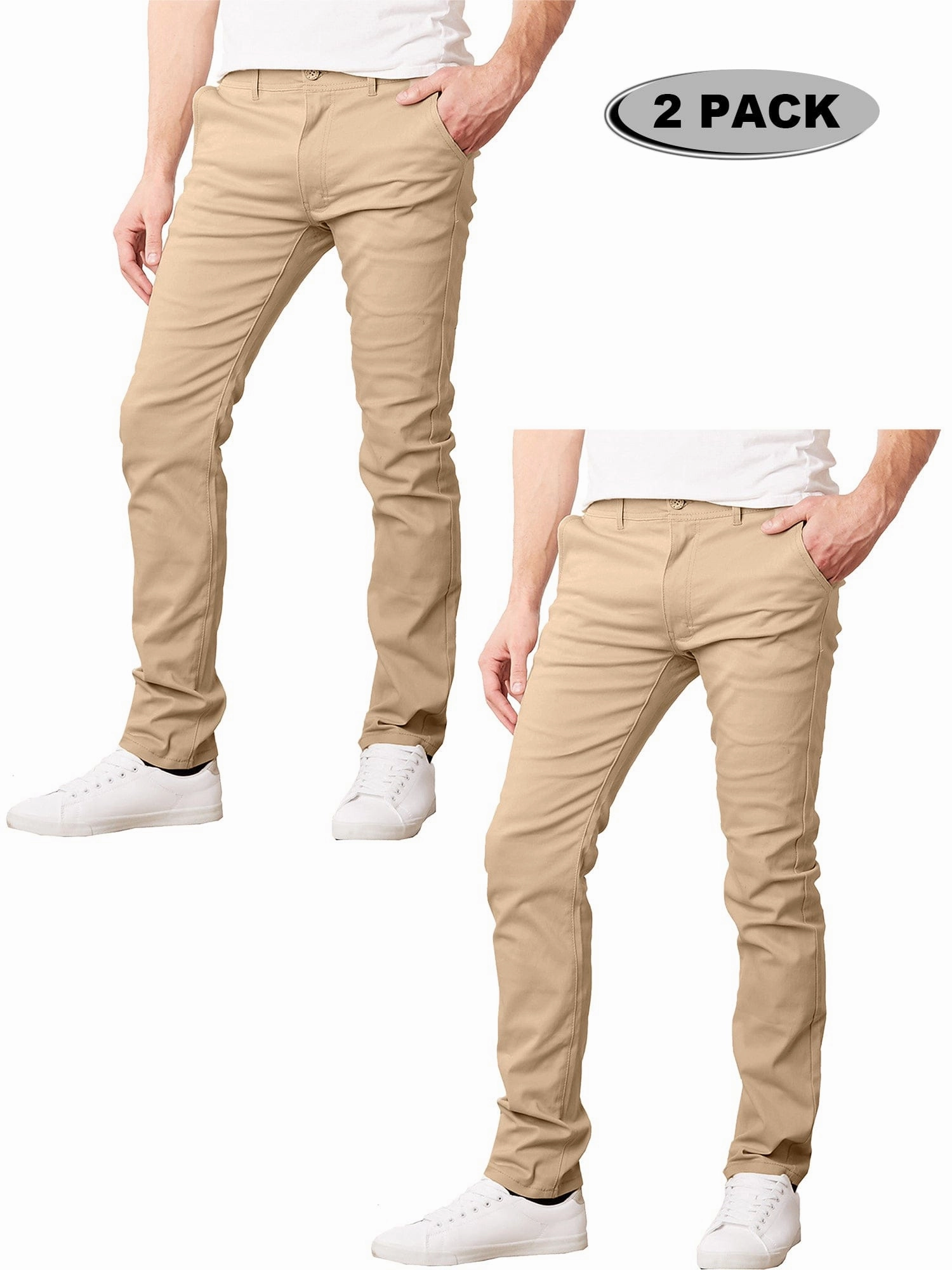 AntiStaticLining Odor Control Treatment 2-Pack Men's Flex Stretch Slim Fit Cotton Everyday Chino Pants (31" Inseam)