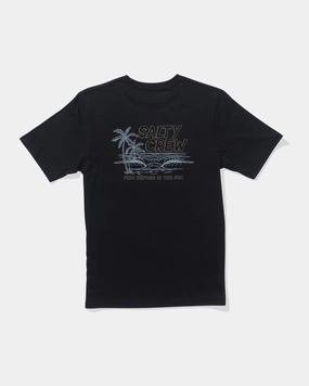 A Frame  Ss Tee Kids - Black Rolled Hem Finish Tencel Blend Fabric