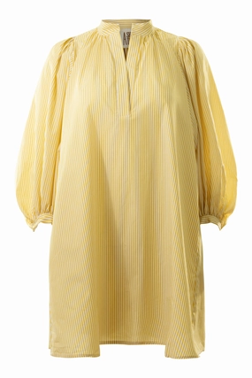 A Shirt Thing Hazel Dress in Yellow Stripe Comfortable Waist Design