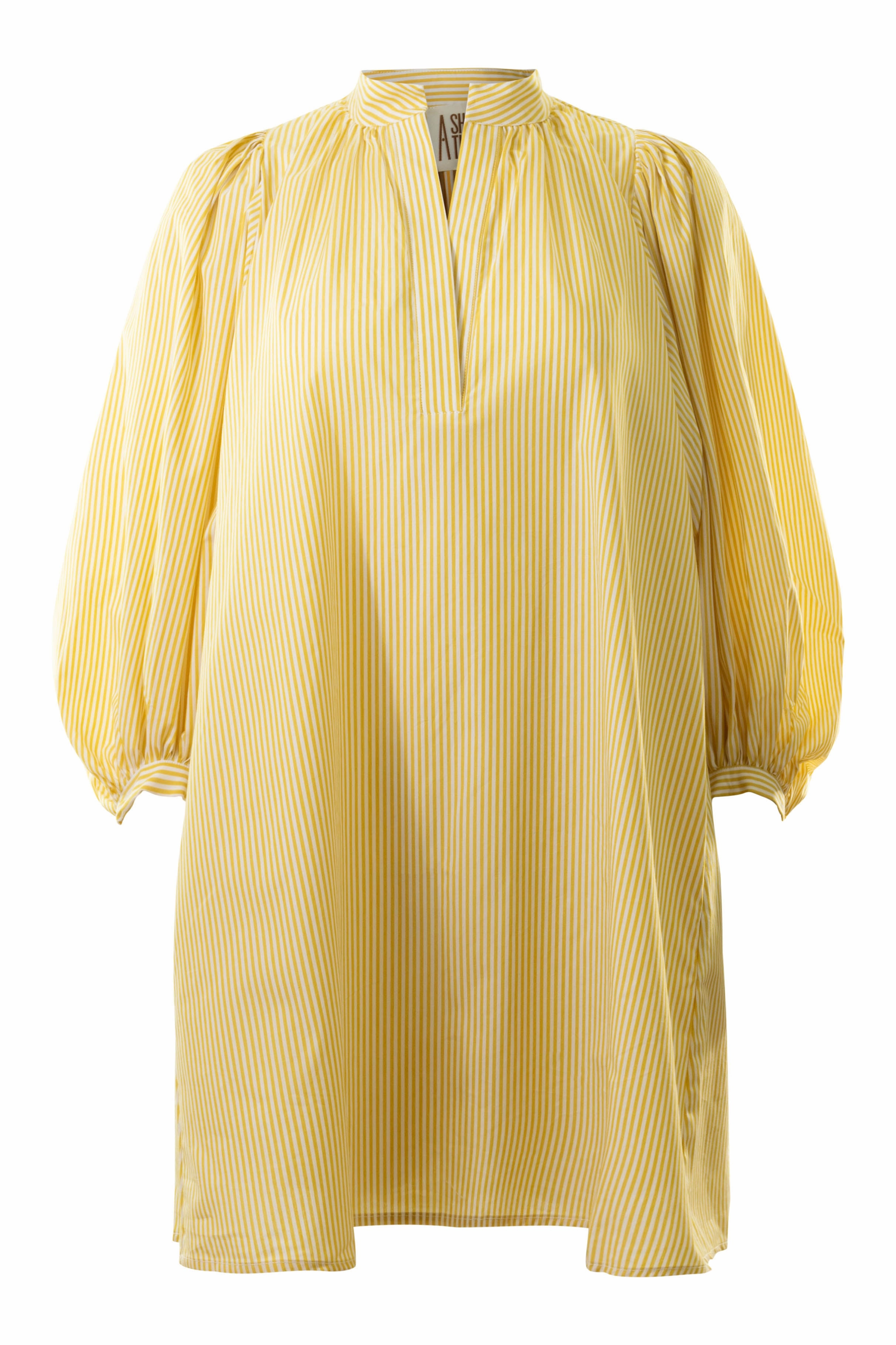 A Shirt Thing Hazel Dress in Yellow Stripe Comfortable Waist Design