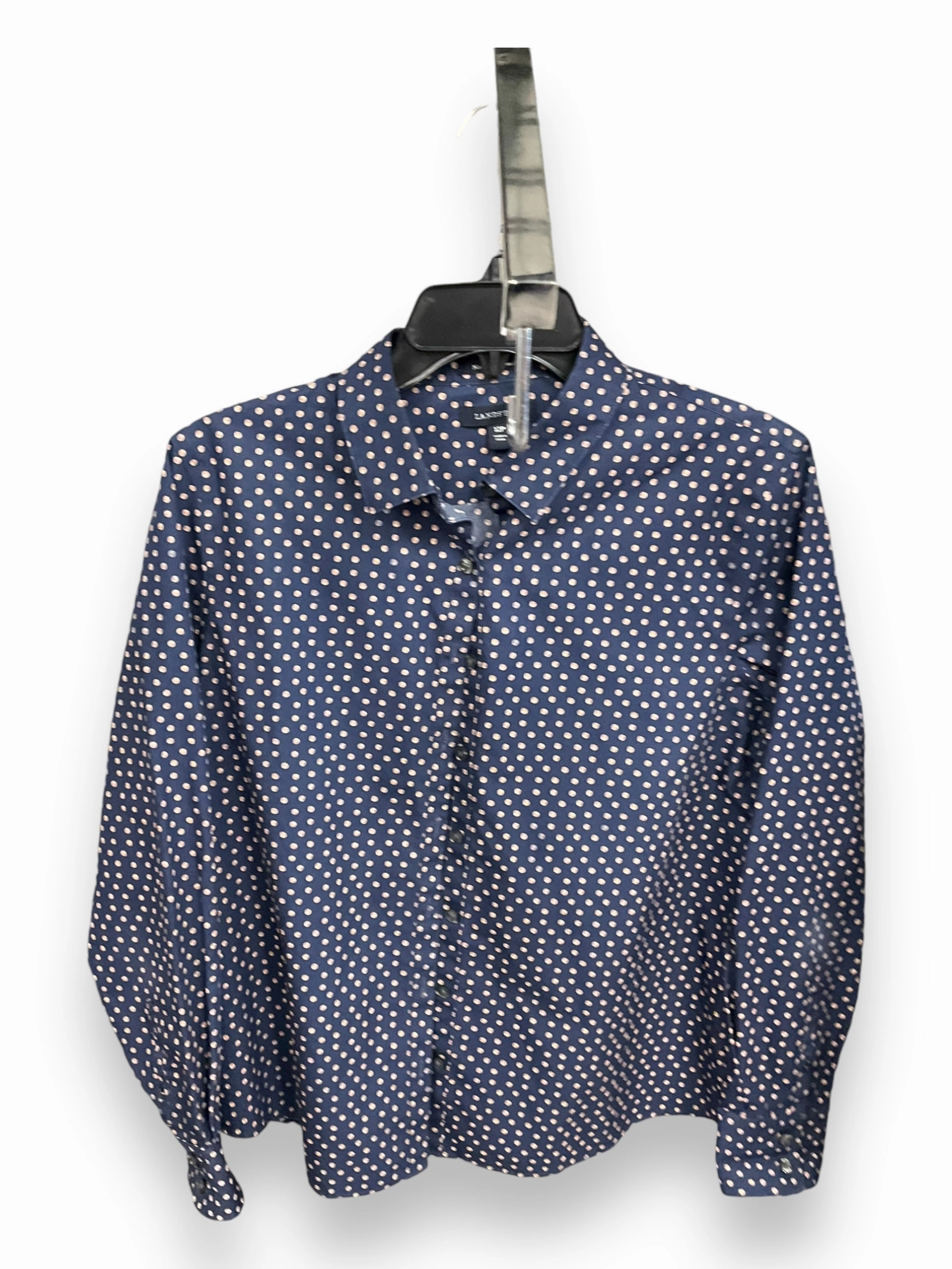 Leader Fit Blouse Long Sleeve By Lands End In Polkadot Pattern, Size: 12p
