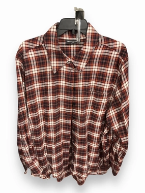LowMaintenance Material StretchComfort Blouse Long Sleeve By Lane Bryant In Plaid Pattern, Size: 2x