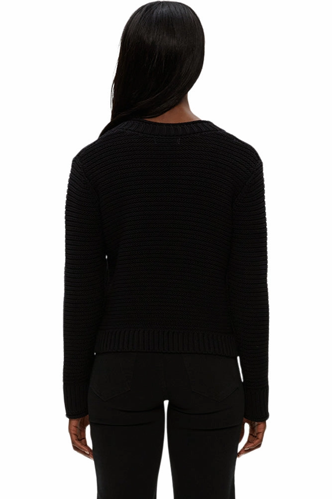 Michael Stars Linda V-neck Pullover in Black Casual Knit Layer Premium Knitwear