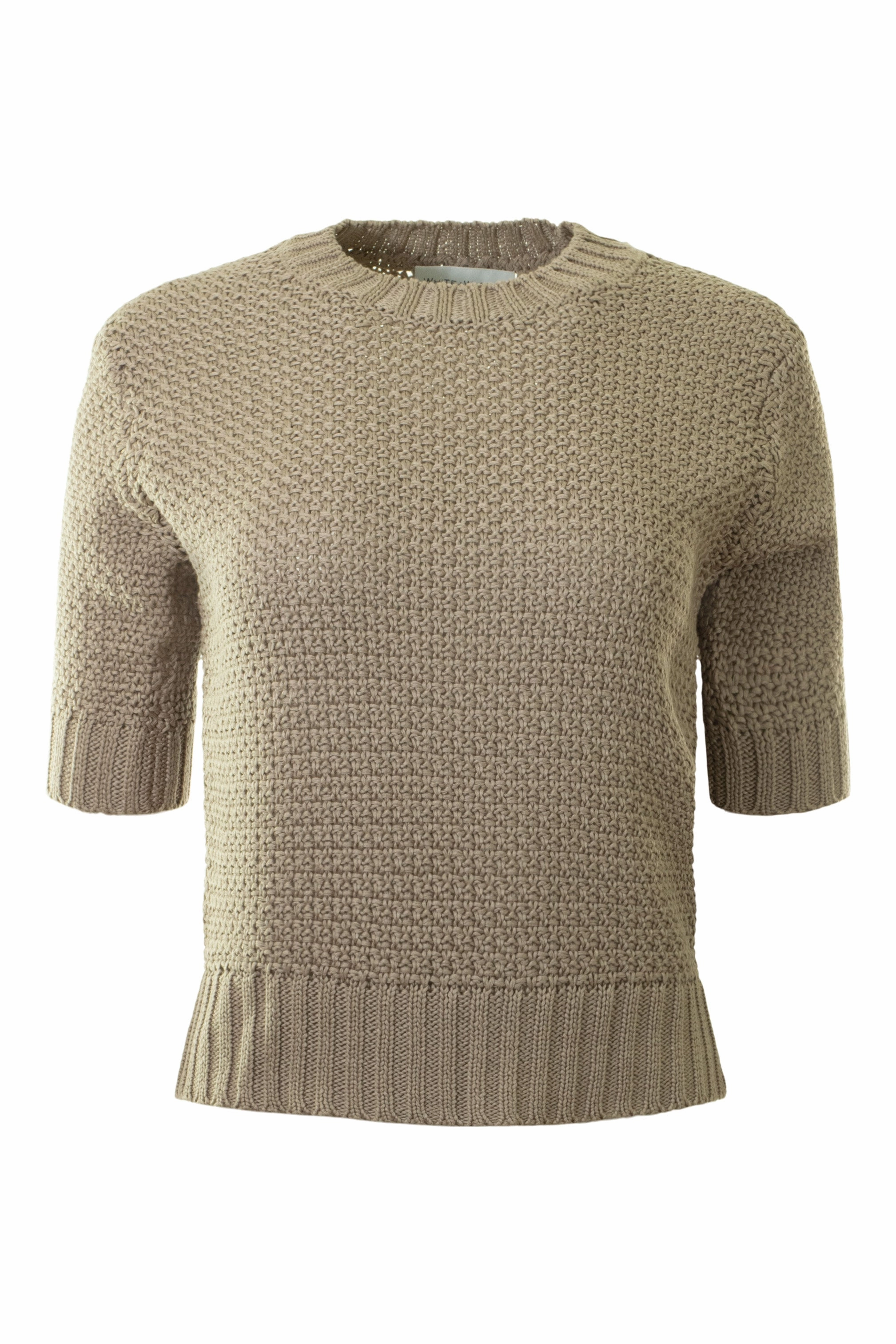 White & Warren Mercerized Cotton Textured Sweater in Warm Stone Comfort Stretch