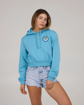 Daybreak Crop Hoody - Lagoon Blue Tagless Labeling