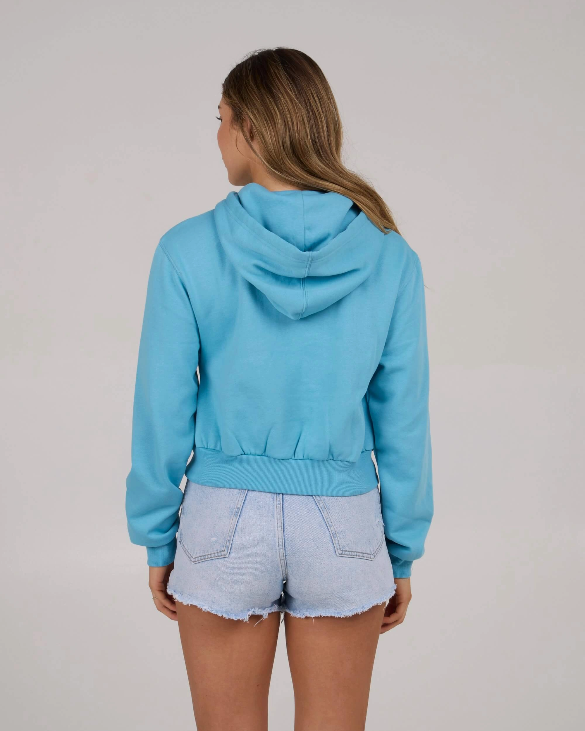 Daybreak Crop Hoody - Lagoon Blue Versatile Performance Street Comfort