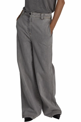 Saint Art Amber Wide-leg Denim Pant in Powder Grey Minimalist Adult Fashion