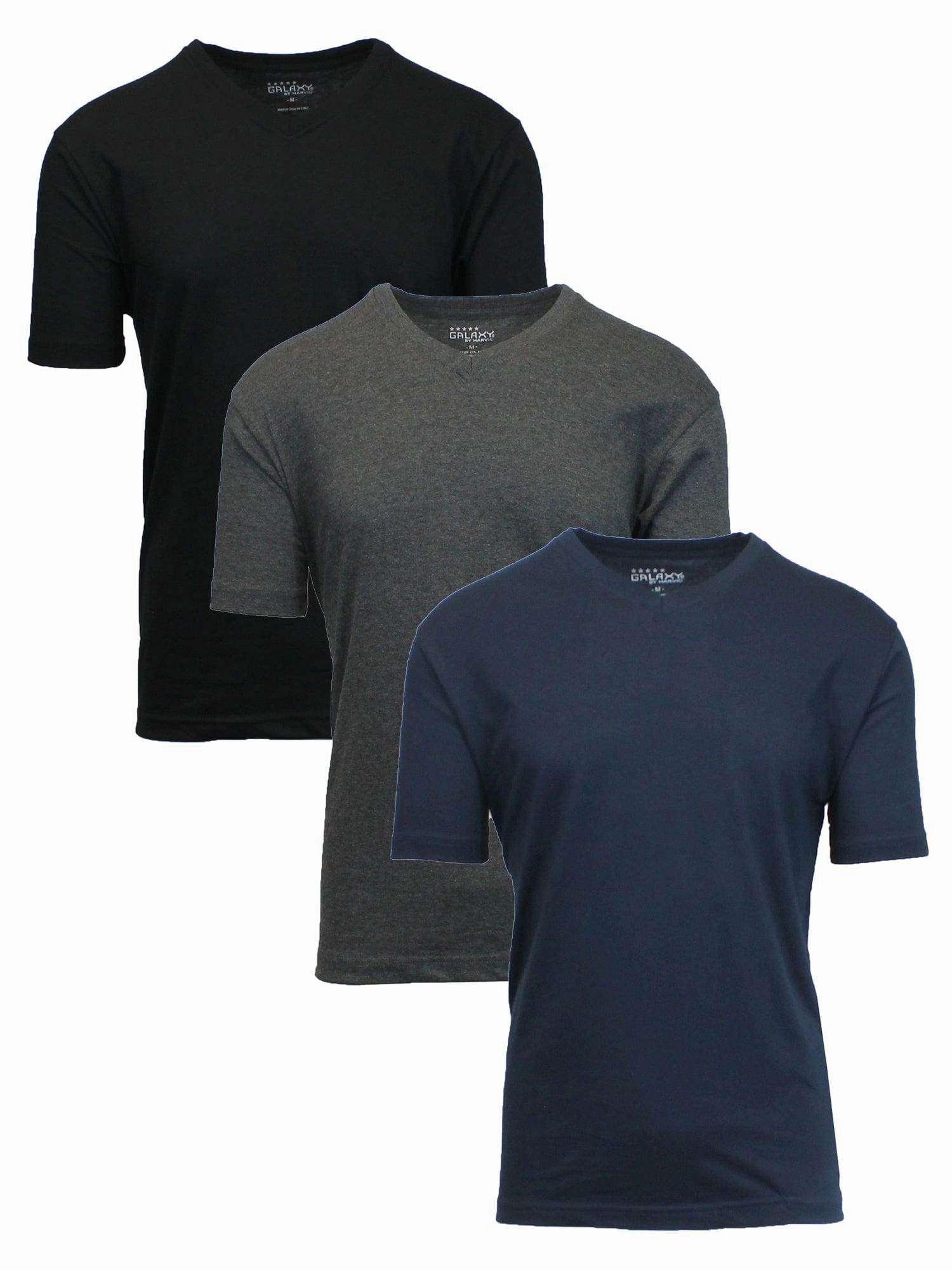 yoga clothing Men's (3-Pack) Short Sleeve V-Neck Modern Fit Classic Tees (S-3XL)