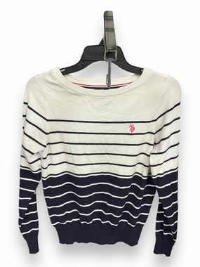 Simple Dress AdjustableHemline Sweater By Us Polo Assoc In Blue & White, Size: L
