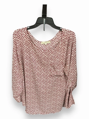 ElasticBinding Blouse Long Sleeve By Loft In Polkadot Pattern, Size: 2x