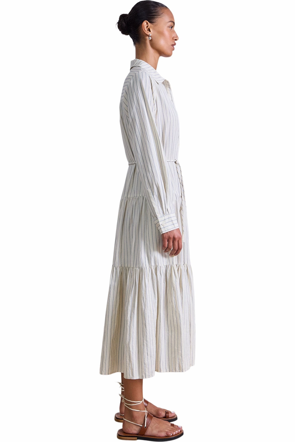 Cut-Out-Detail Unisex Option Apiece Apart Anna Maxi Dress in Pina Stripes Cream & Navy