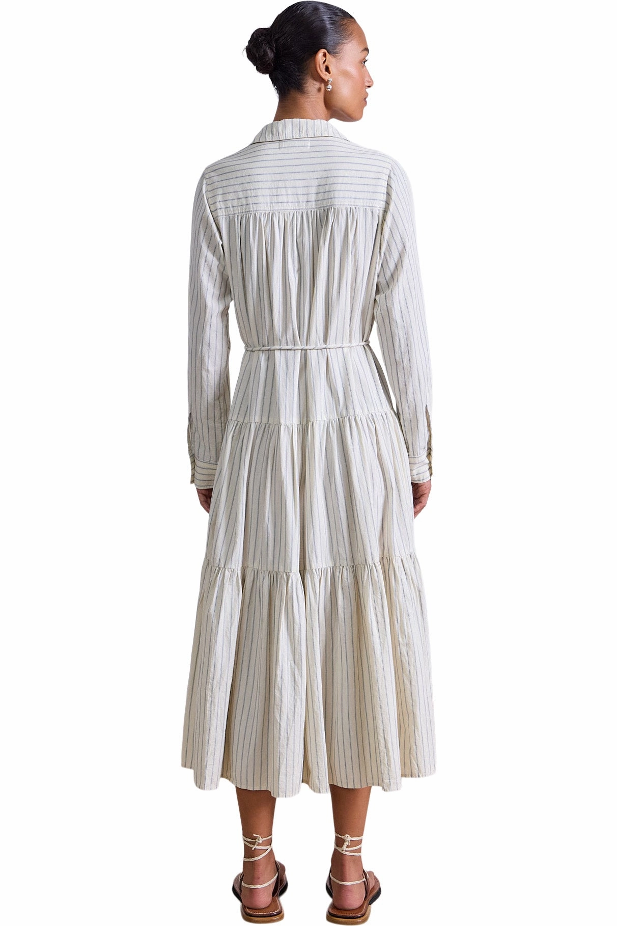 Apiece Apart Anna Maxi Dress in Pina Stripes Cream & Navy Open-back Everyday Comfort Wear