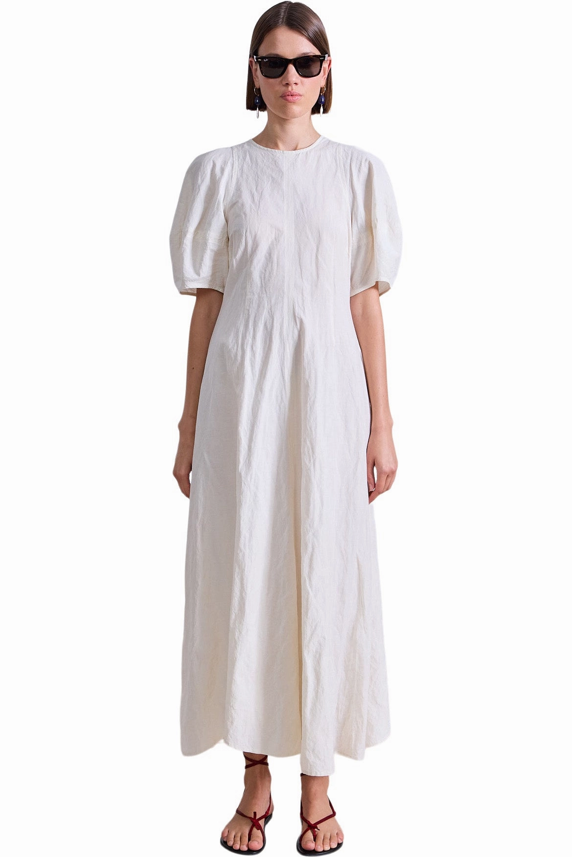 Apiece Apart Bettina Dress in Cream Light Fabric
