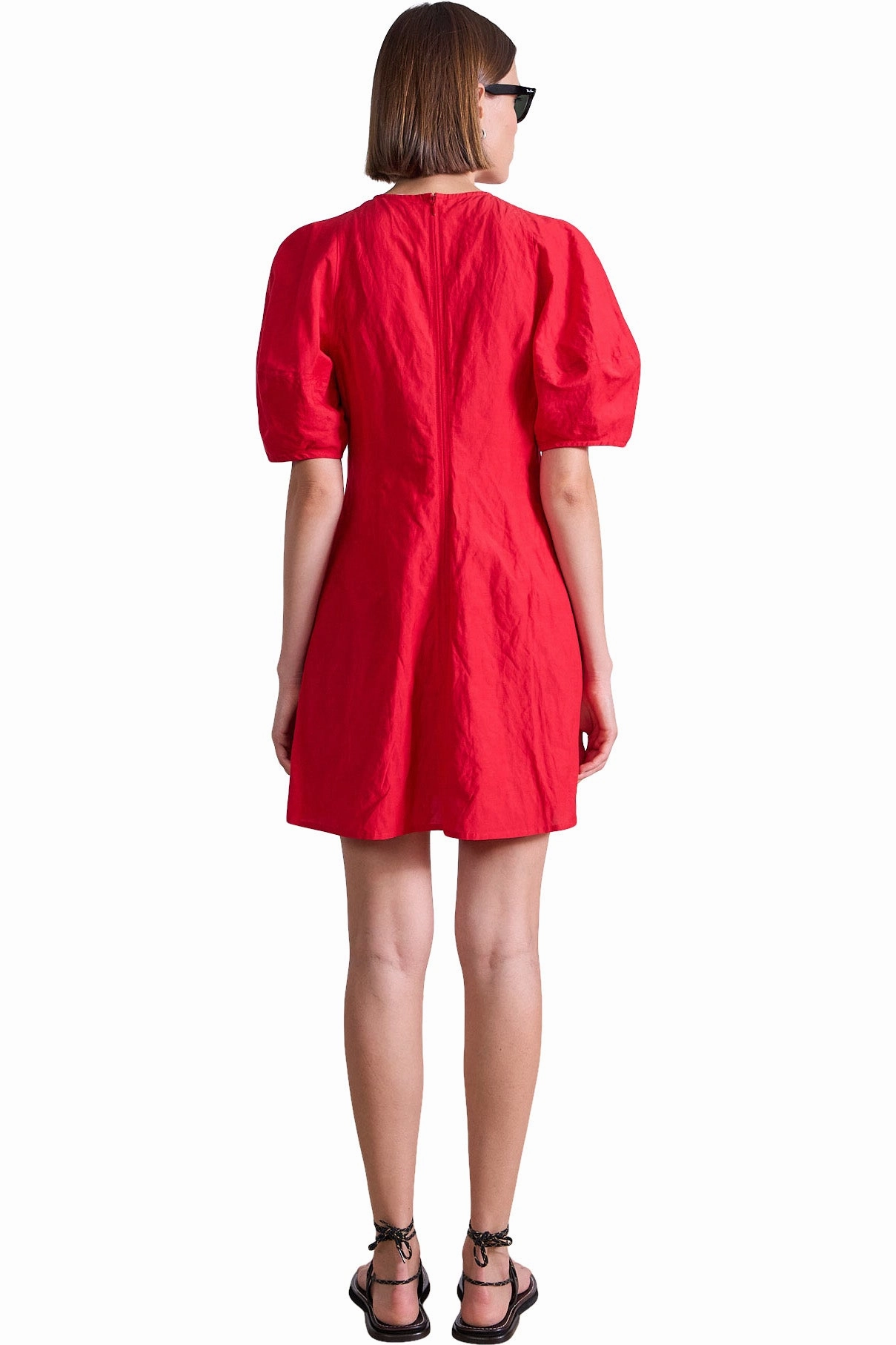 Padded-Bust Apiece Apart Bettina Mini Dress in Red