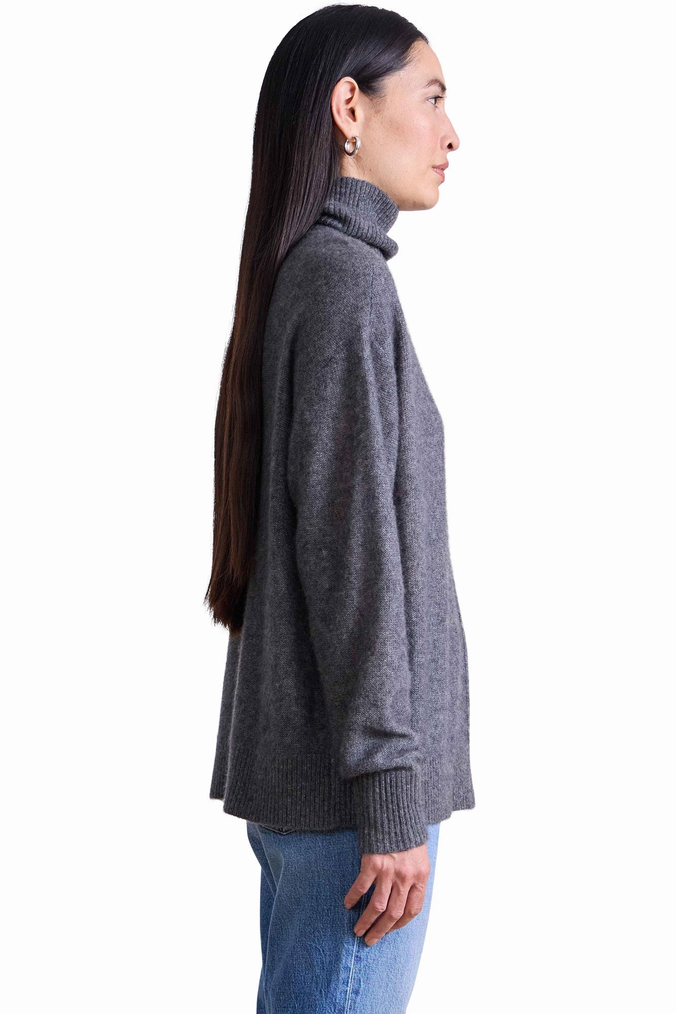 Apiece Apart Softest Tissue Weight Turtleneck Sweater in Charcoal Cozy Knitwear