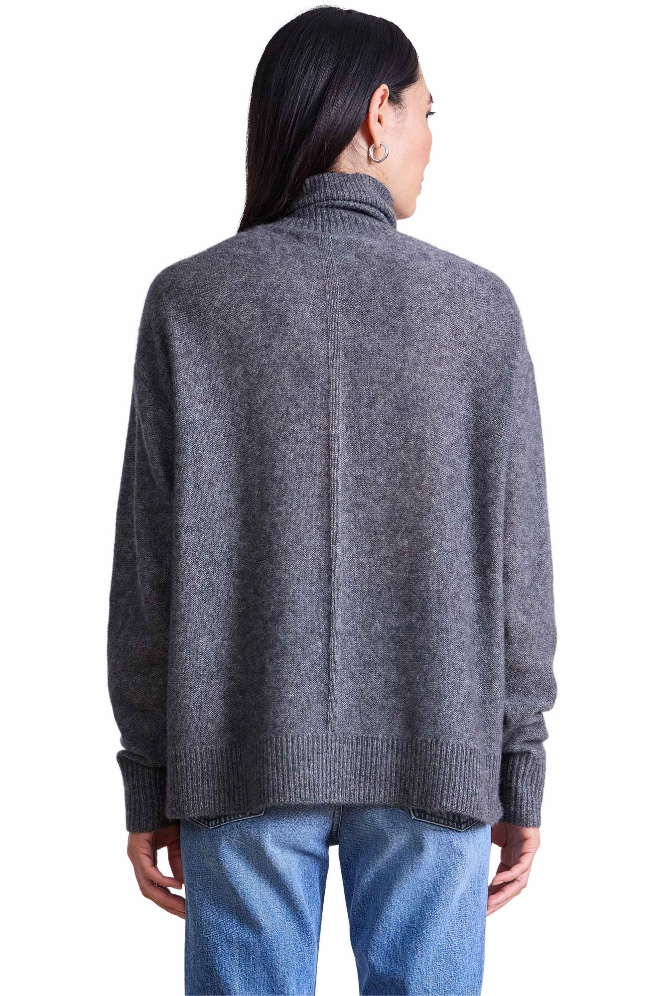 Winter Ready Knit Apiece Apart Softest Tissue Weight Turtleneck Sweater in Charcoal