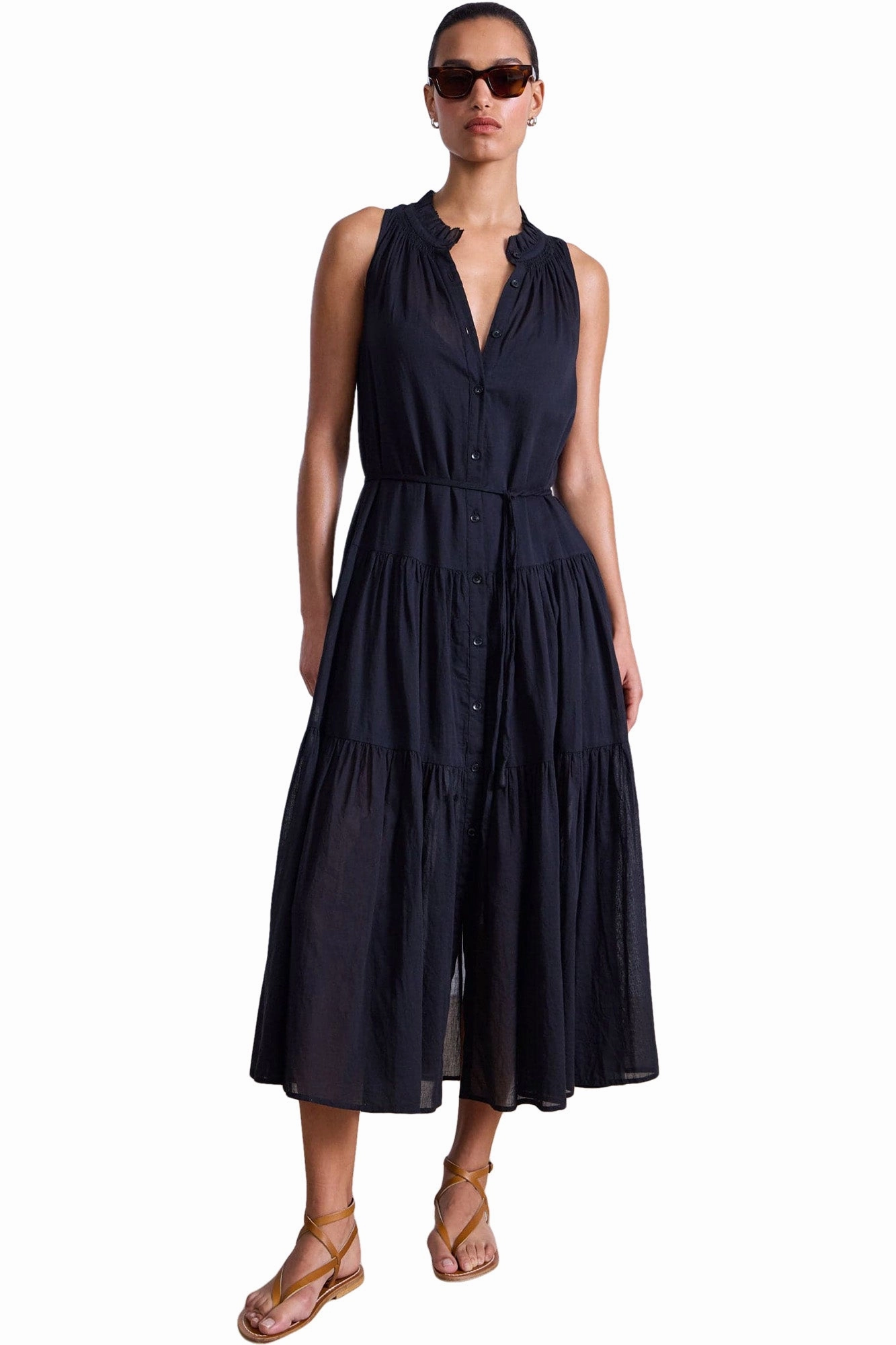 Apiece Apart Trinidad Dress in Black Fashionable Look Easy Wrap