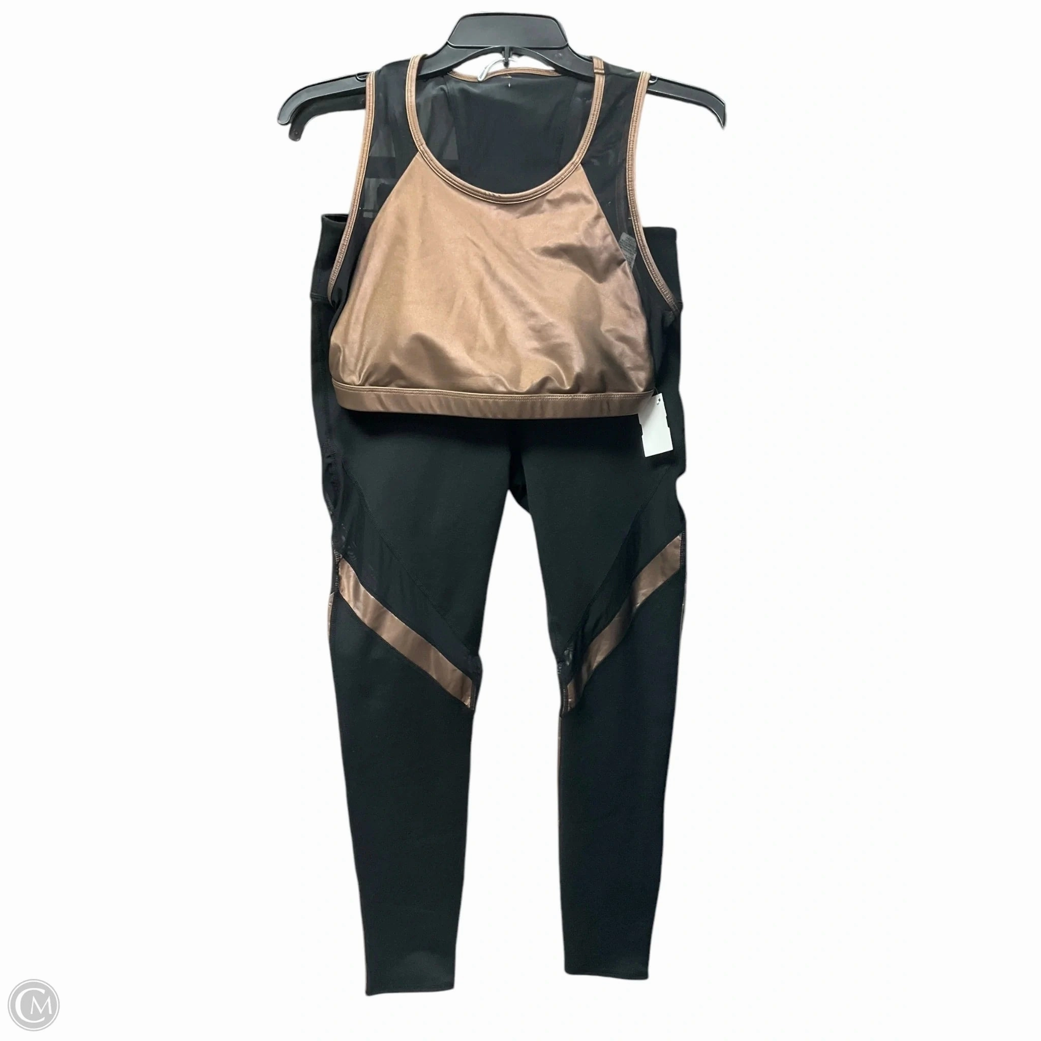 TactileStitching StaticFree Material Athletic Pants 2pc By Fabletics In Black & Brown, Size: M