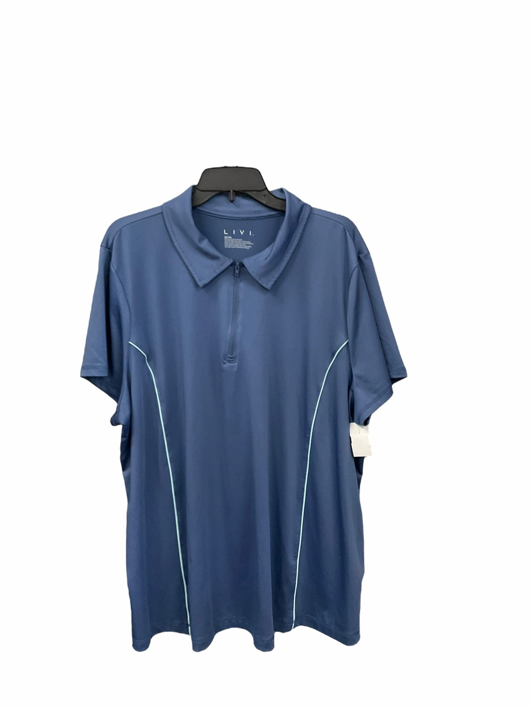 Athletic Top Short Sleeve By Livi Active In Blue, Size: 2x HighCollared Design