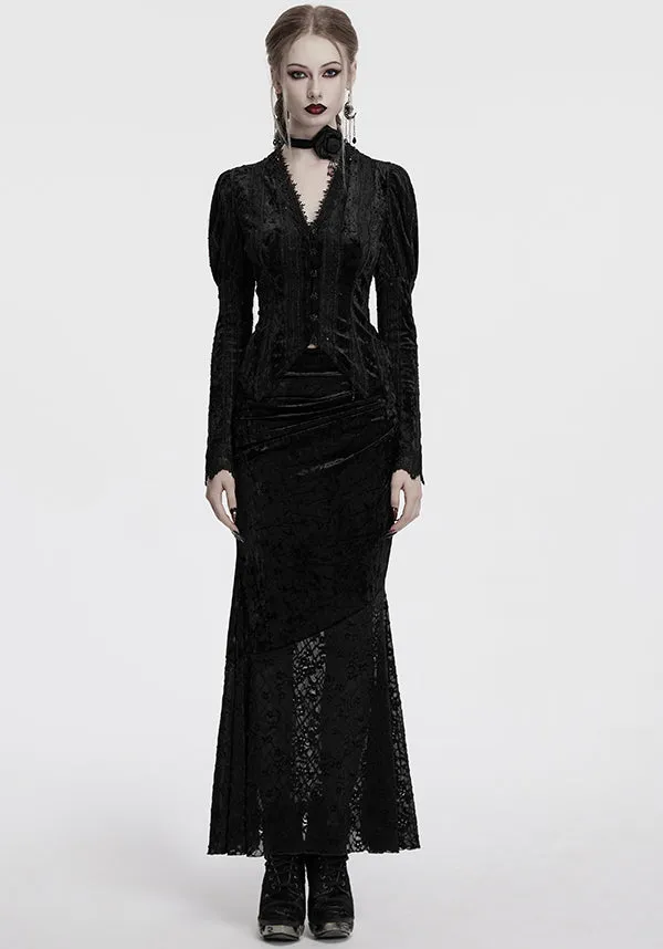 AllDayComfortFit Aureole [Black] Velvet | MAXI SKIRT