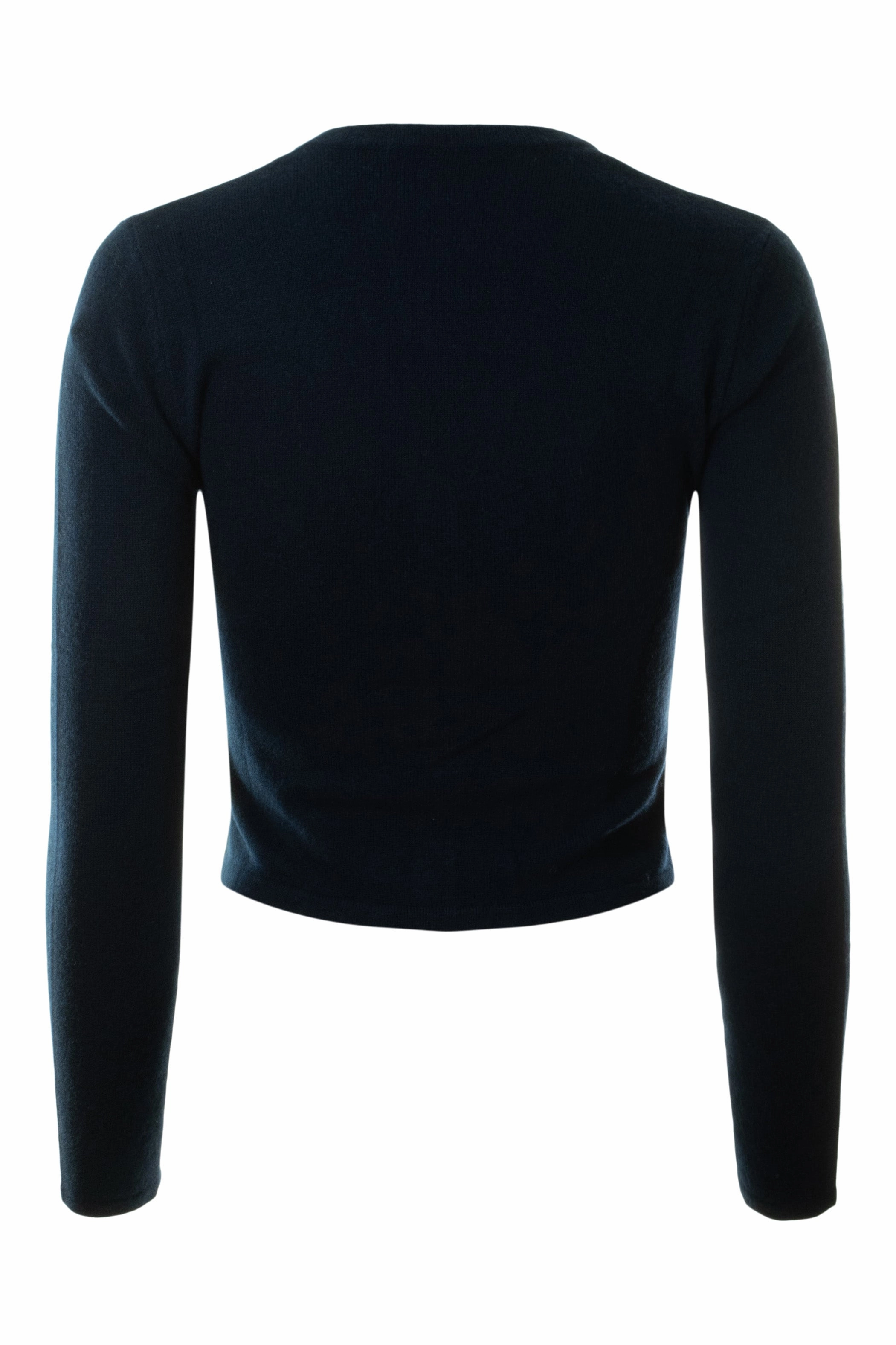 Autumn Cashmere Fitted High V-neck Cardigan in Navy Double Layered Collars Winter Ready Outfit
