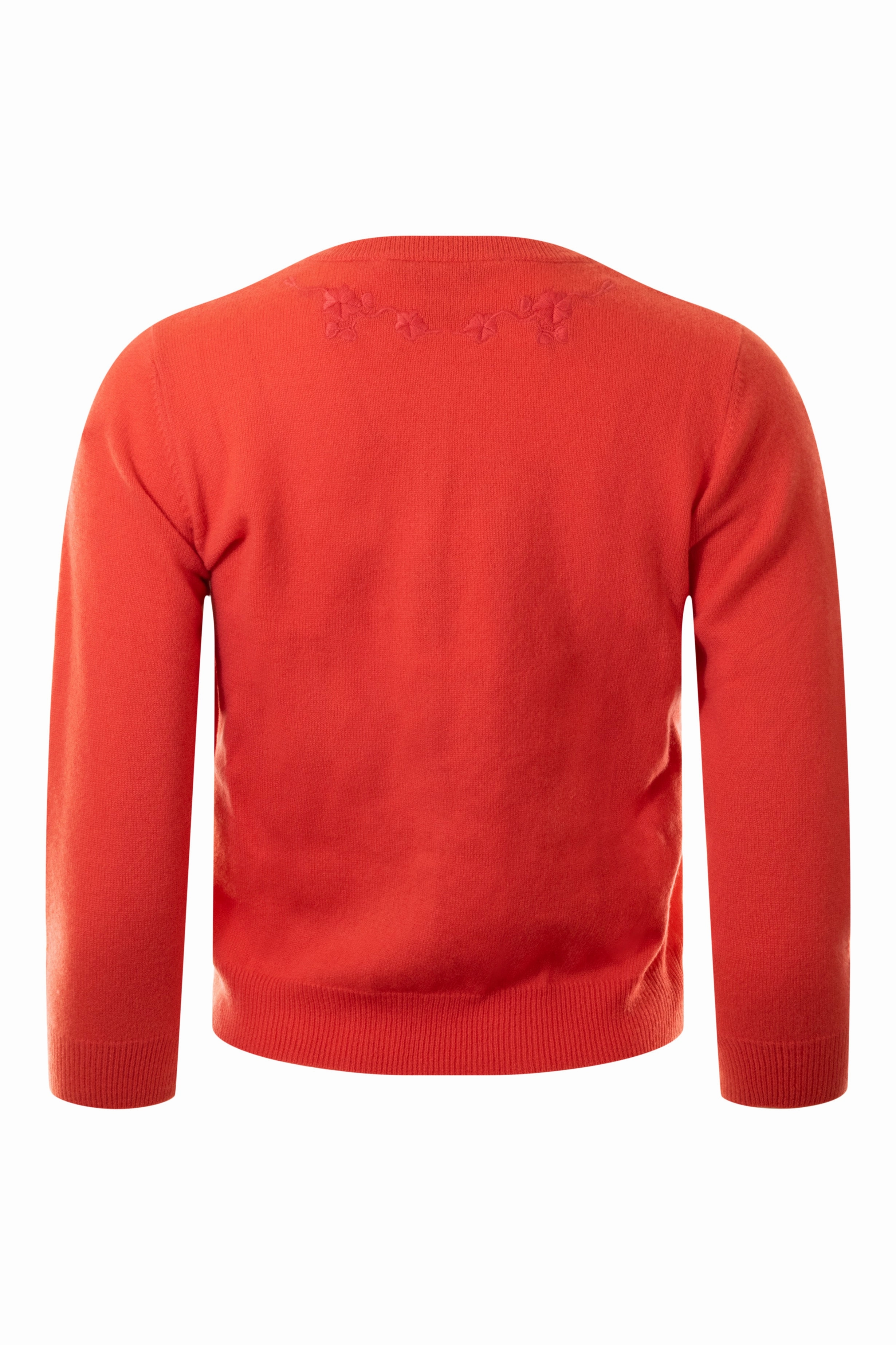 Autumn Cashmere Tonal Embroidered Baby Cardigan in Coral Quick Knit