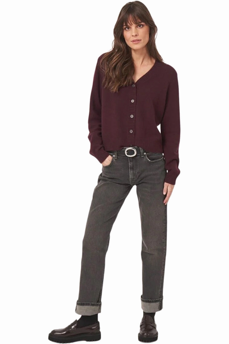 Knit Layering Performance Wear Repeat Cashmere Classic Button-up Cardigan in Merlot