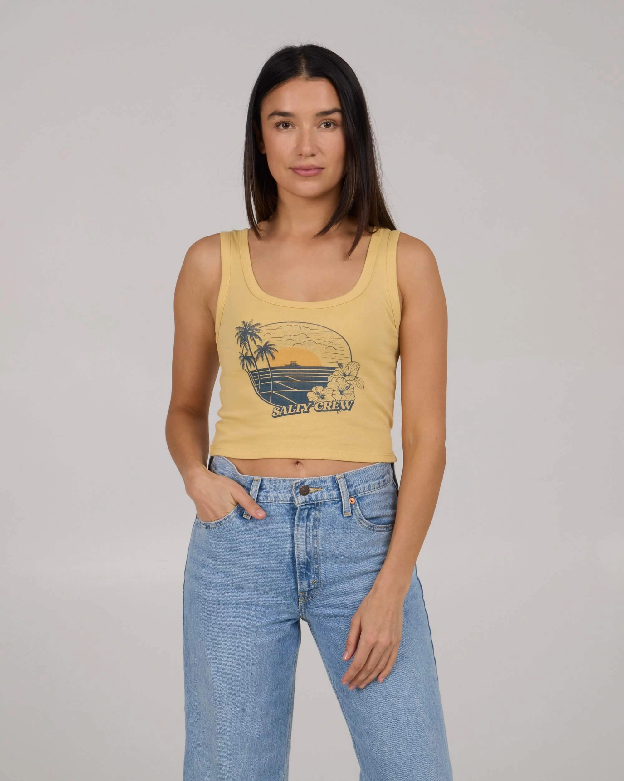 Reinforced Edges Beach Scene Tank - Dusty Gold
