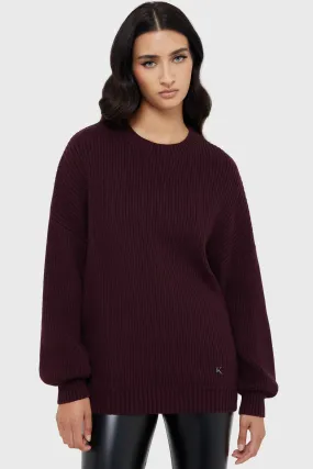 BoxyCrop Belinda Sweater [AUBERGINE]