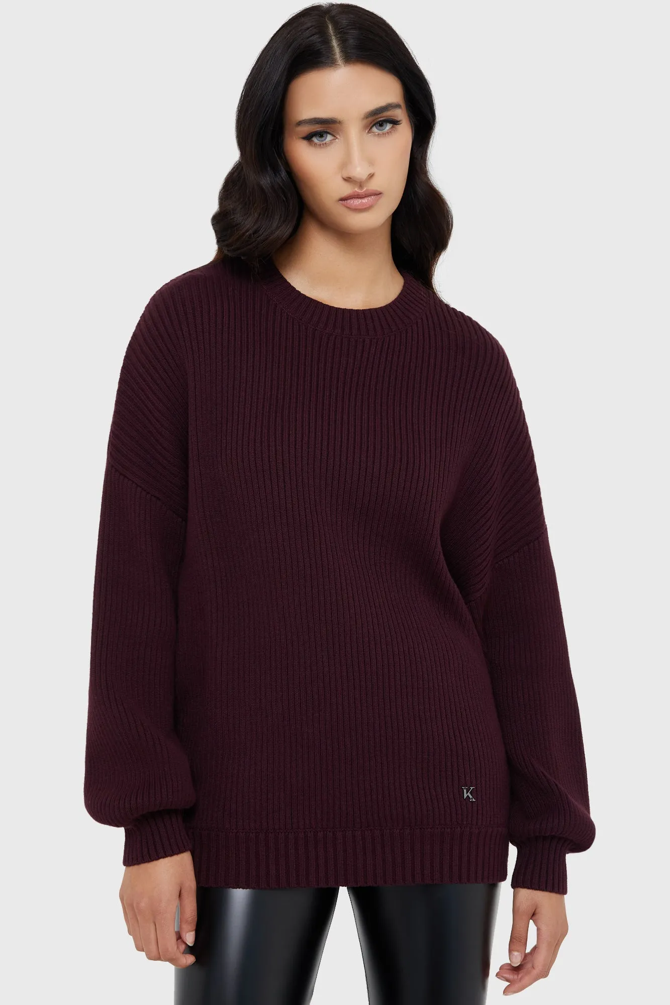 BoxyCrop Belinda Sweater [AUBERGINE]