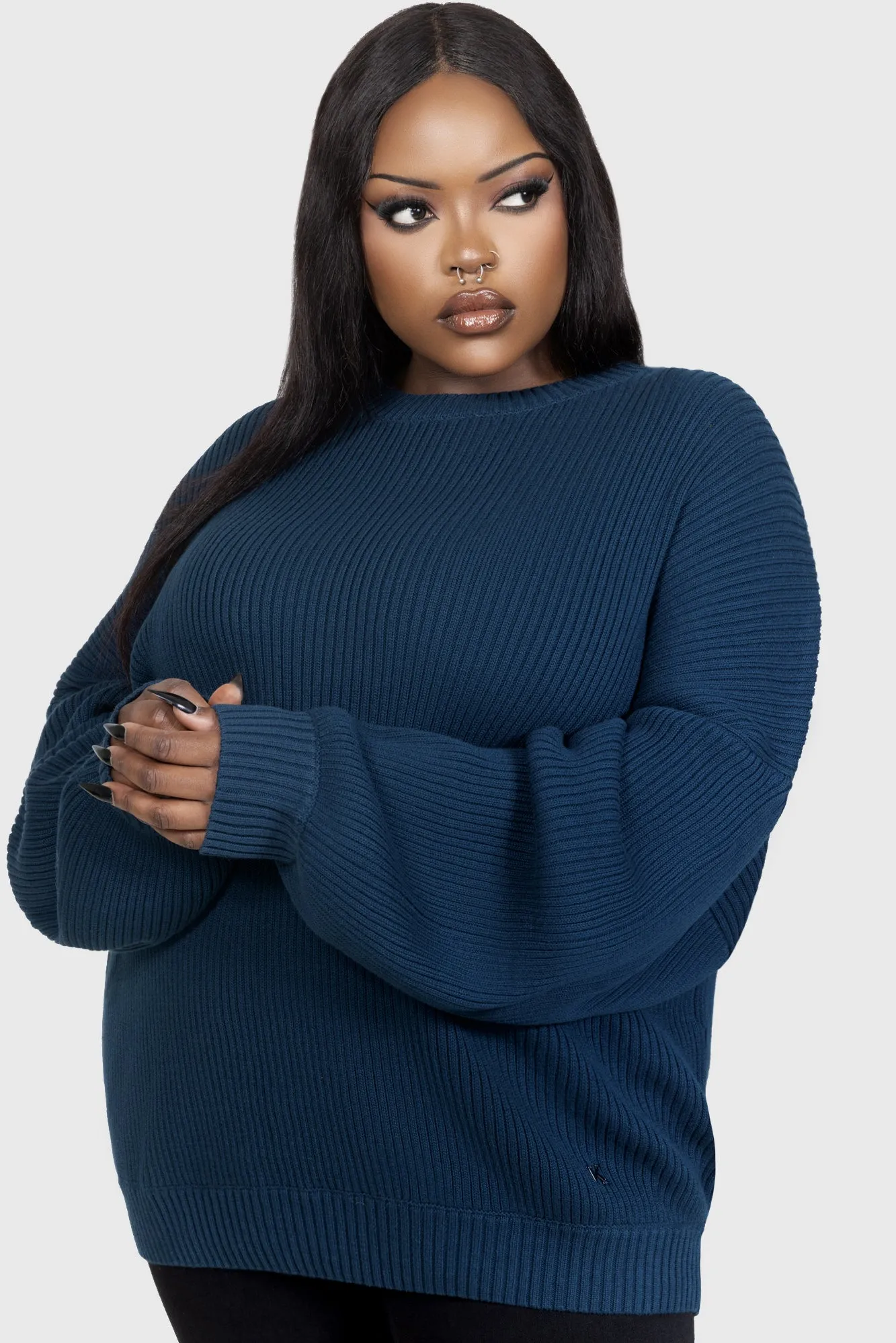 Belinda Sweater [TEAL] Ribbed Trims
