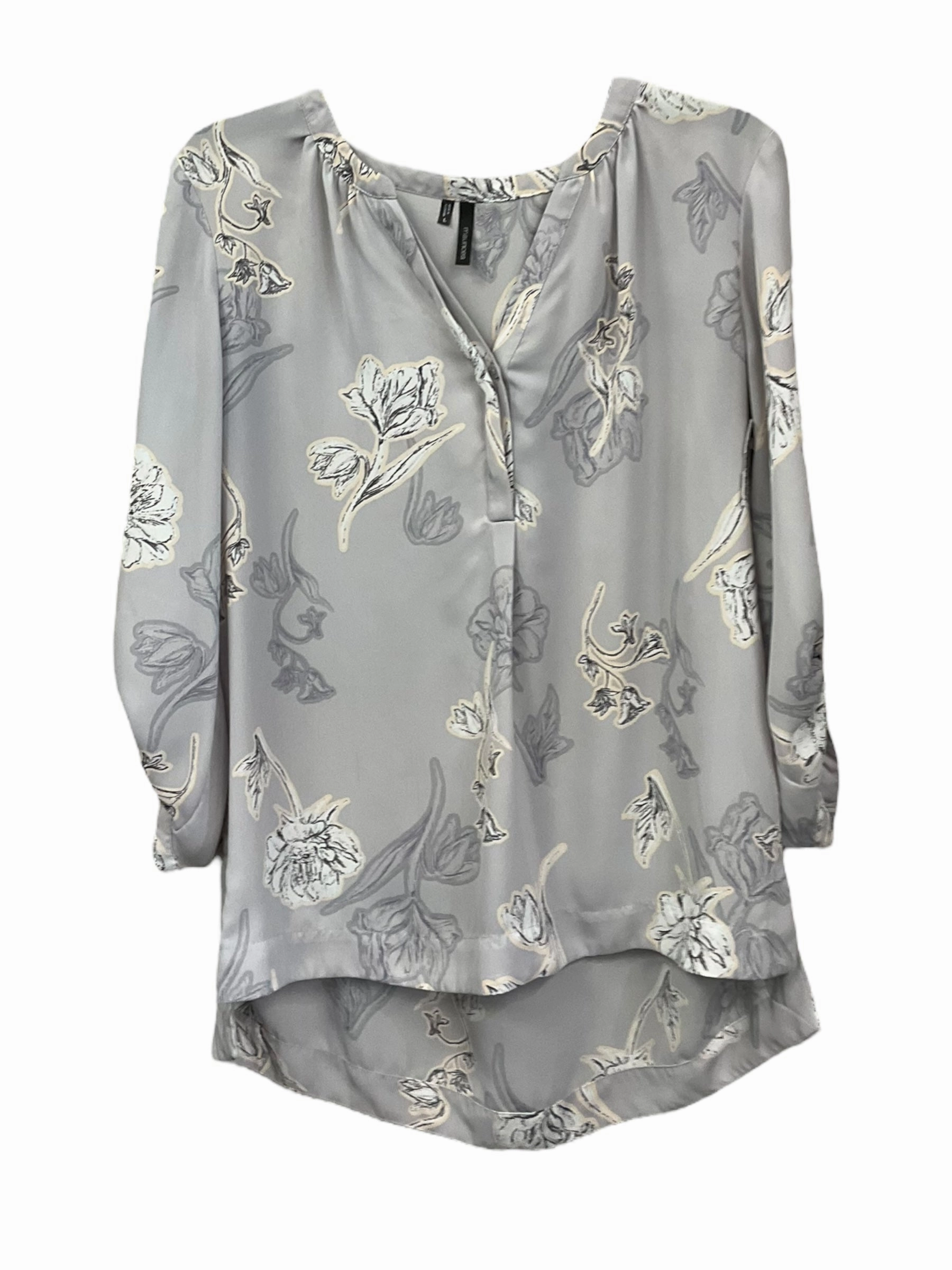 Quiet Core Leather Core Floral Print Top 3/4 Sleeve Maurices, Size L