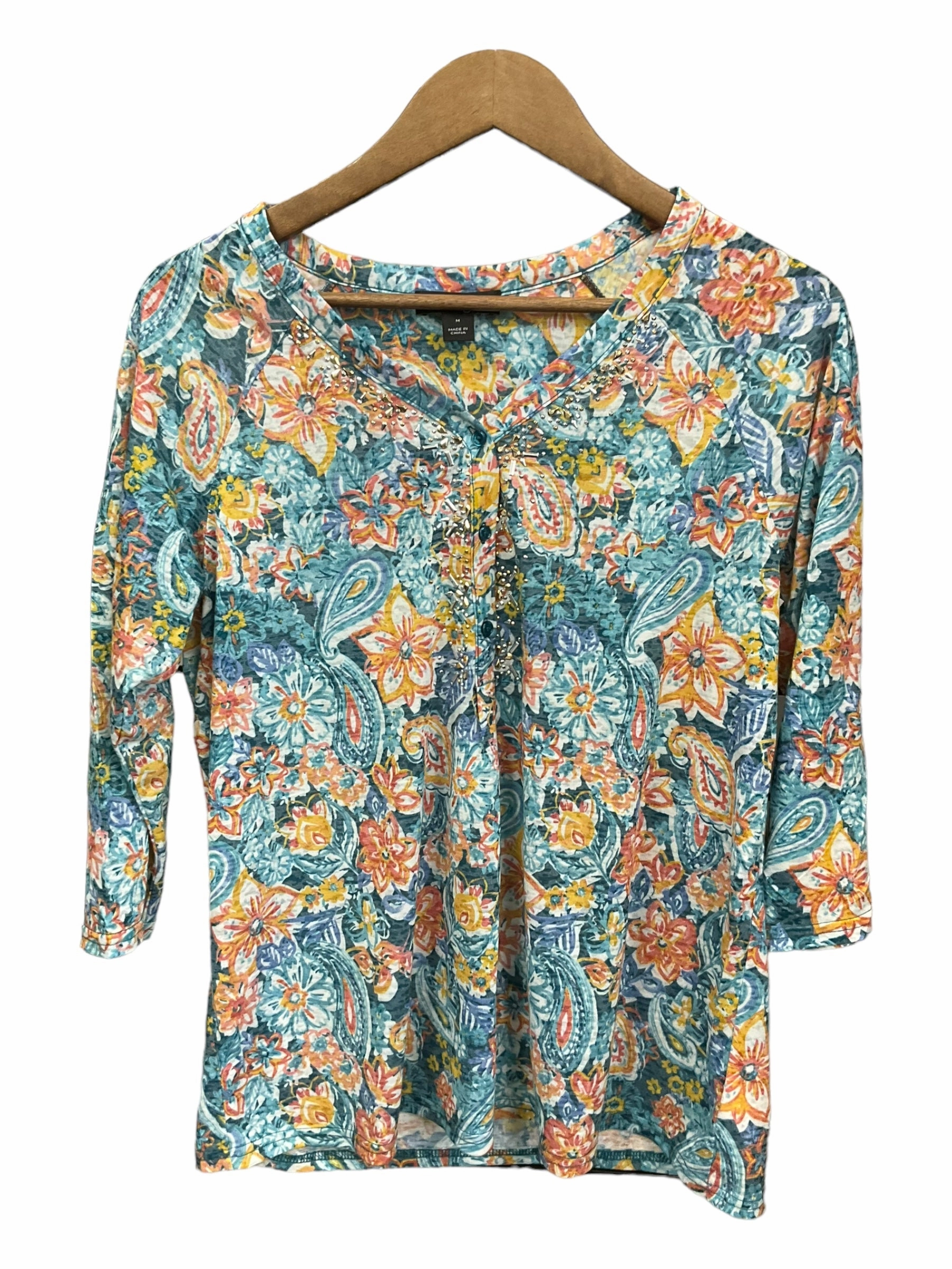 Blouse 3/4 Sleeve By Erika And Co  Size: M Friend Vibe