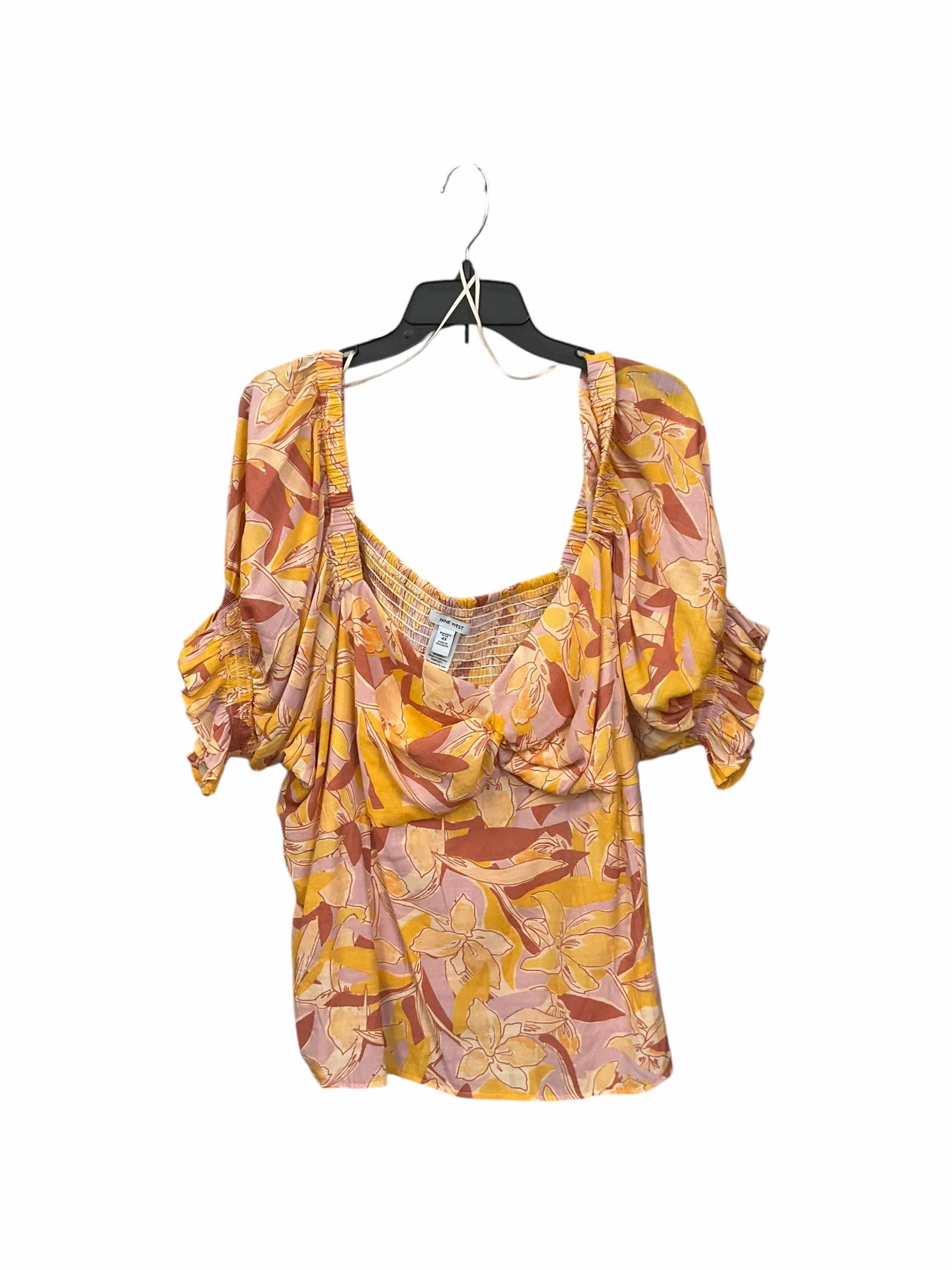 Moon Beam Blouse 3/4 Sleeve By Nine West In Tropical Print, Size: 4x