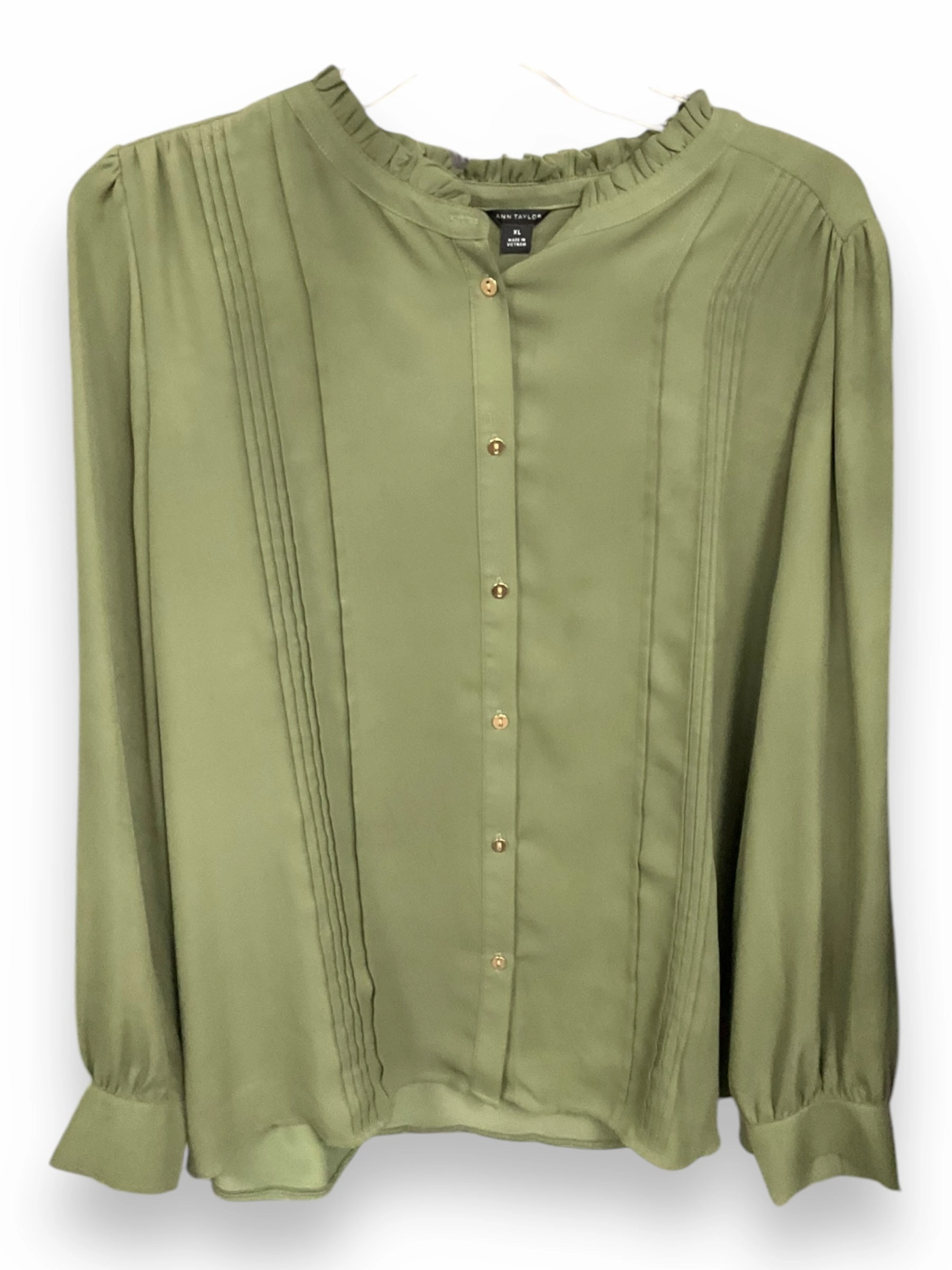 Blouse Long Sleeve By Ann Taylor In Green, Size: Xl fresh start Craft Edge