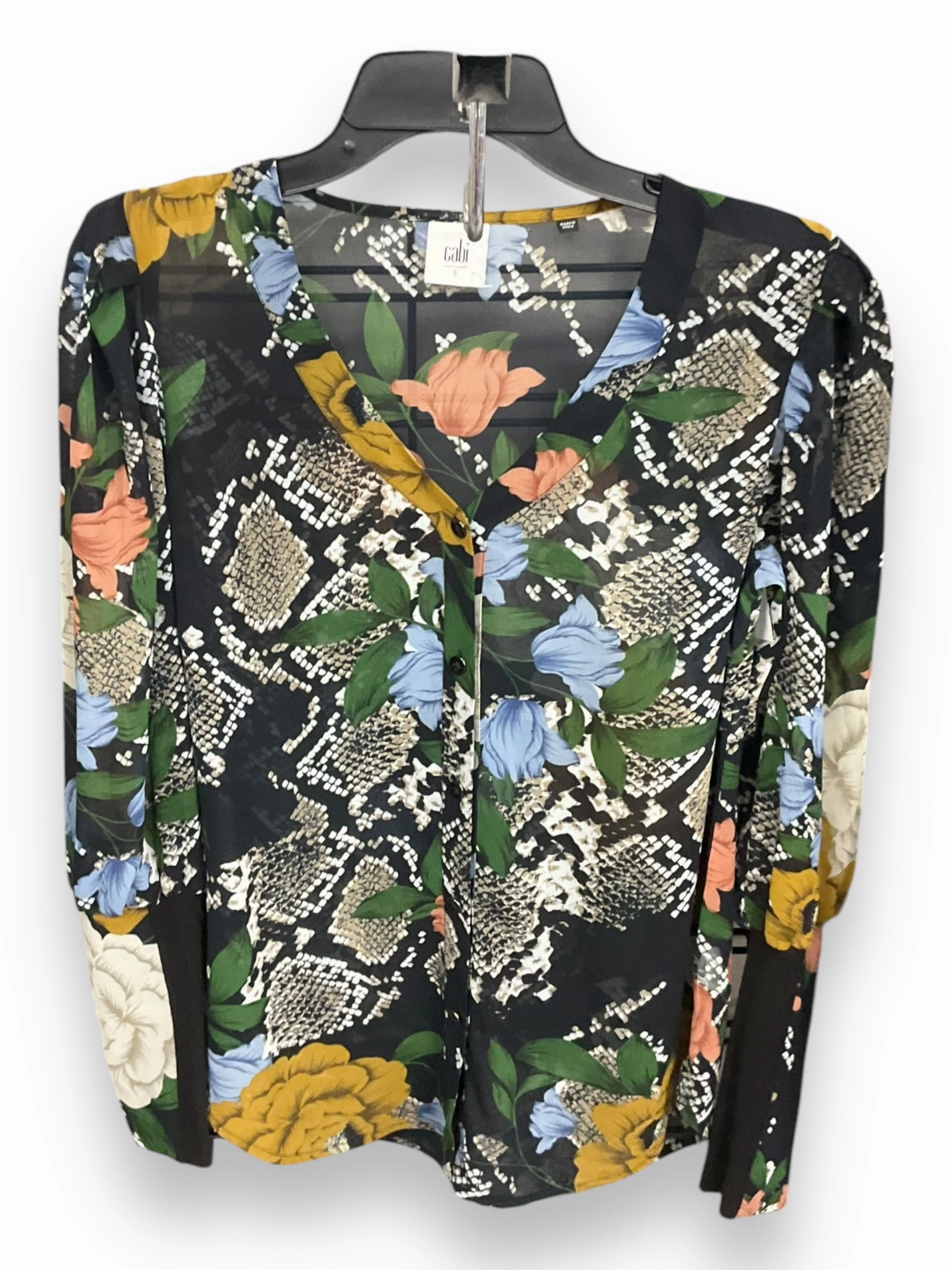 Blouse Long Sleeve By Cabi In Floral Print, Size: S Movement Friendly Comfort Wear