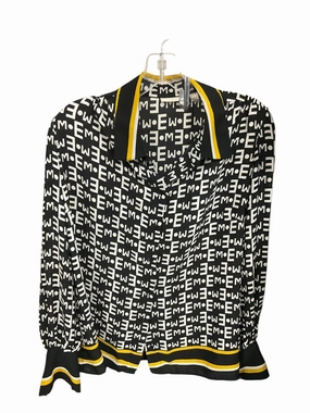 Tech Mood QuickReleaseFastener Blouse Long Sleeve By Eva Mendes In Black & White, Size: L