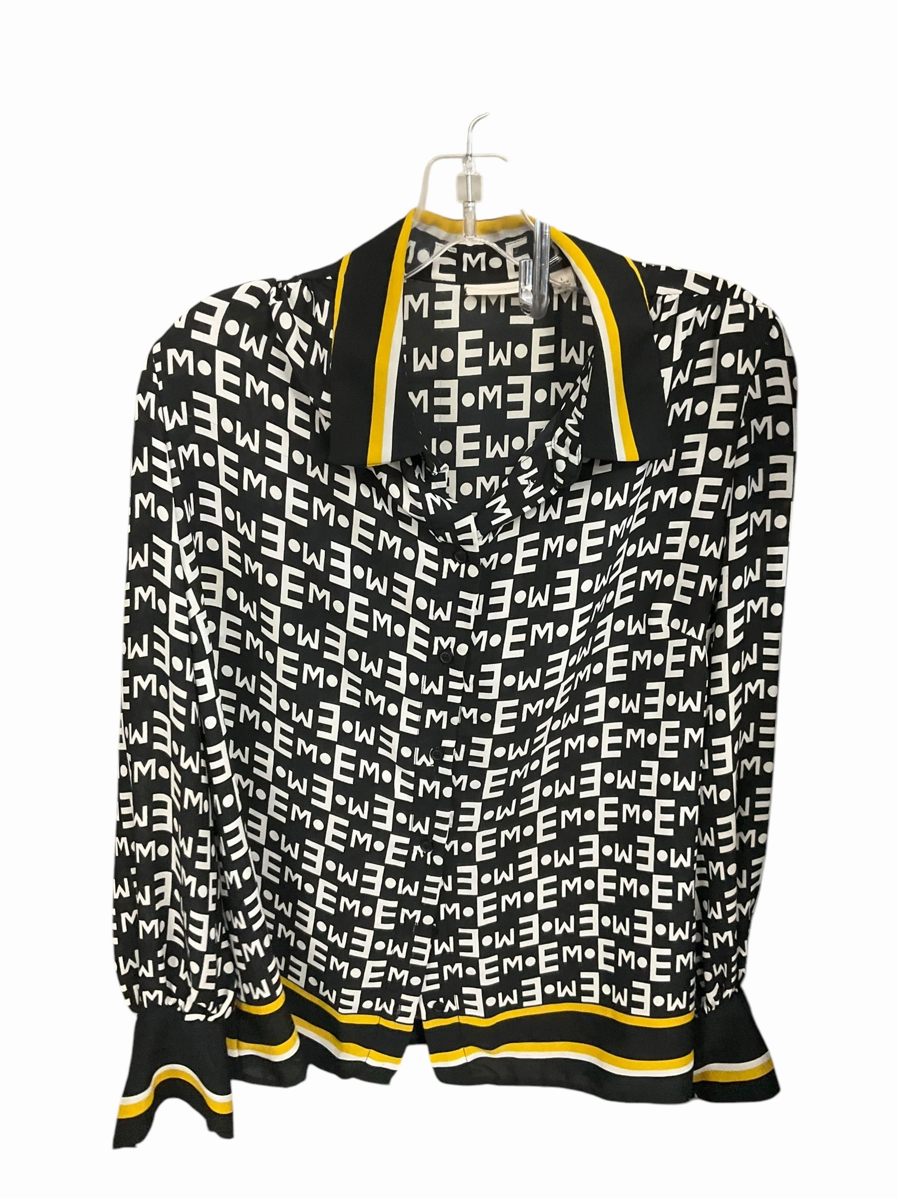 Tech Mood QuickReleaseFastener Blouse Long Sleeve By Eva Mendes In Black & White, Size: L