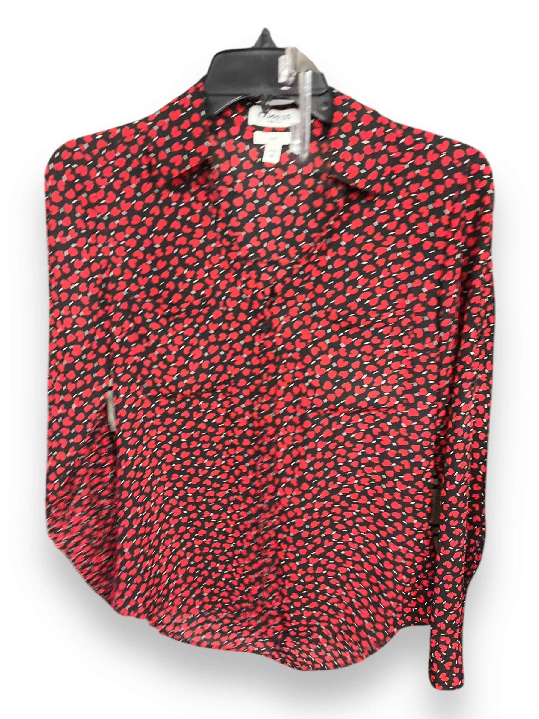 Blouse Long Sleeve By Express In Black & Red, Size: Xs Stage Soul
