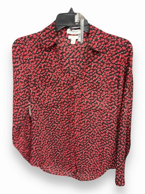 Blouse Long Sleeve By Express In Black & Red, Size: Xs Stage Soul
