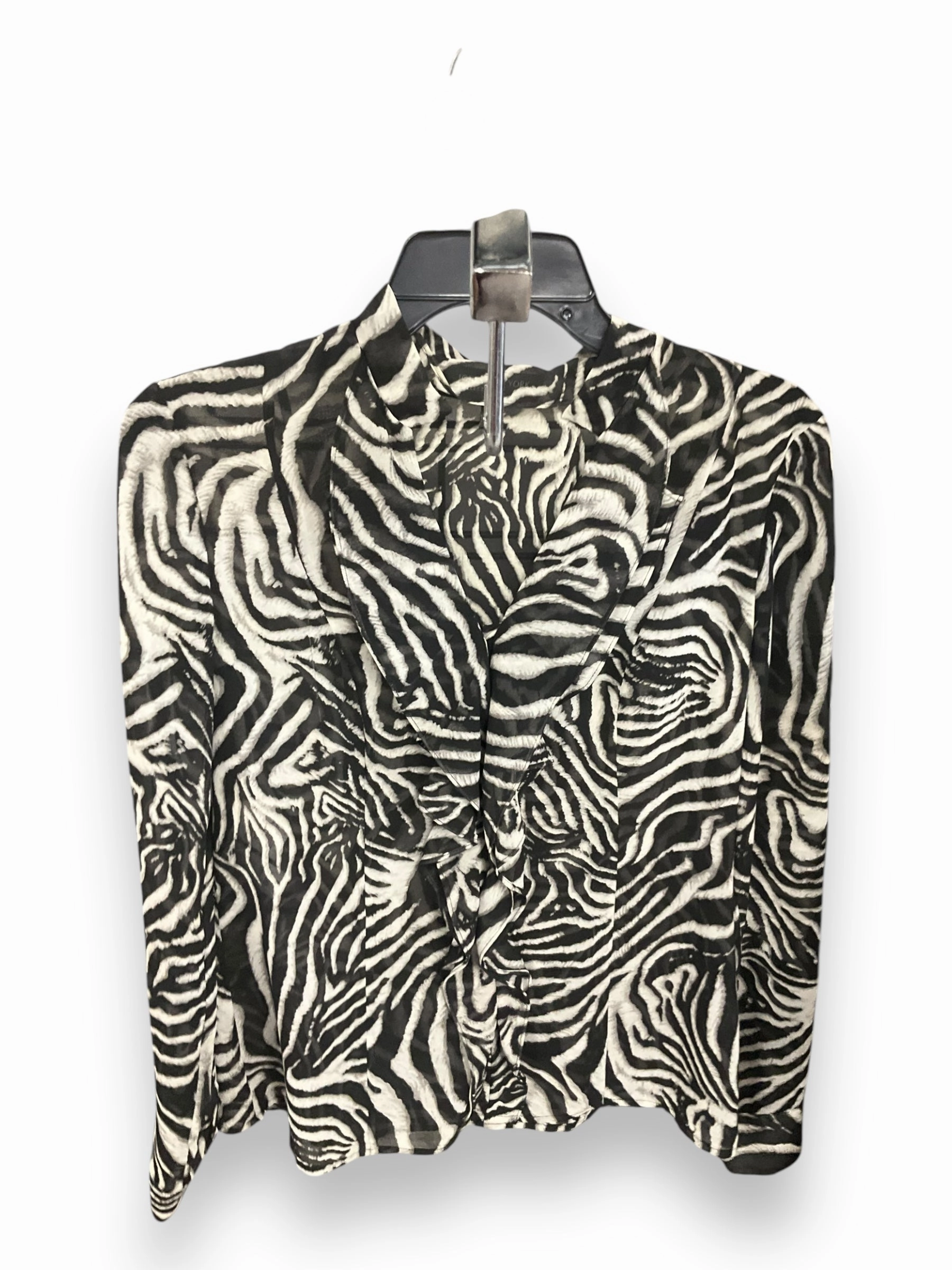 Blouse Long Sleeve By Jones New York In Black & White, Size: S Fresh Ease Antibacterial Finish