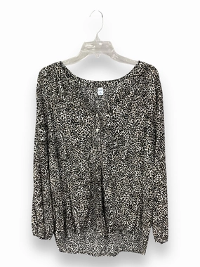Blouse Long Sleeve By Old Navy In Leopard Print, Size: Xl Active Ease DoubleStitched