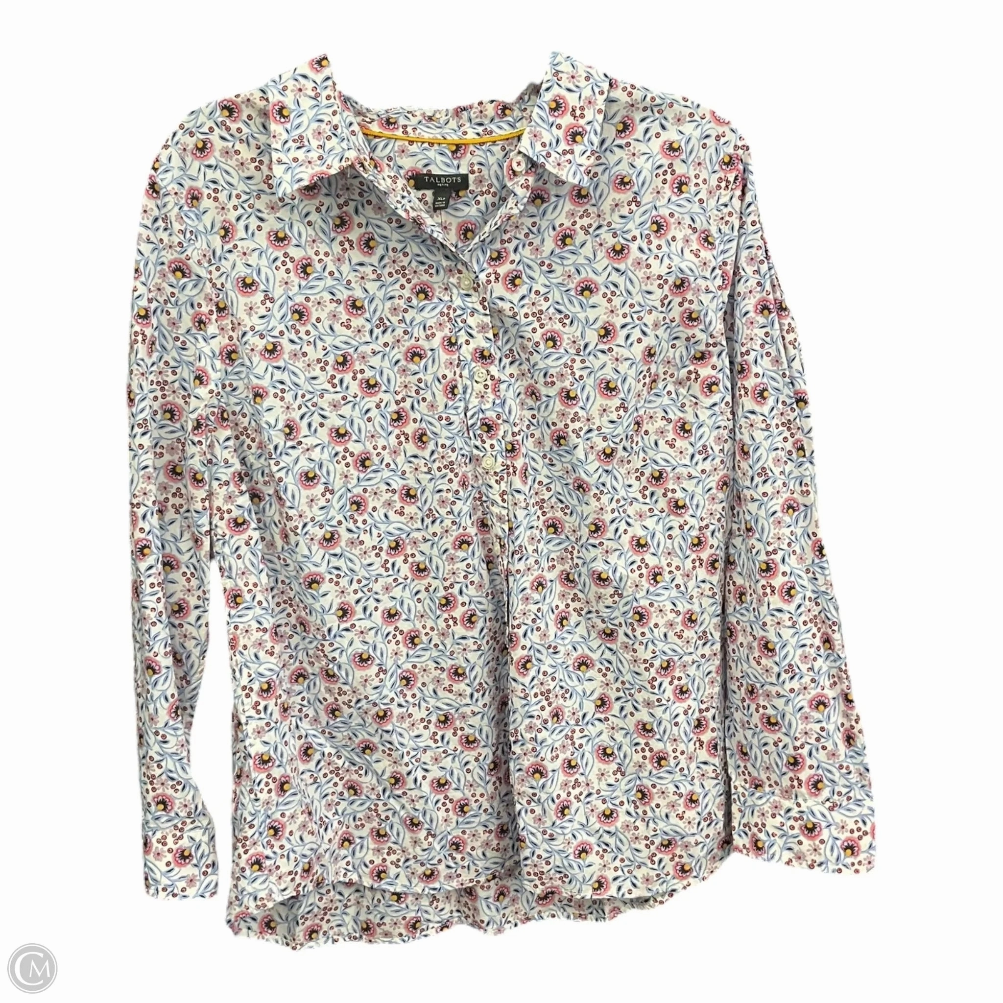 Everyday Fashion Athletic Hoodie Blouse Long Sleeve By Talbots In Floral Print, Size: Xlp