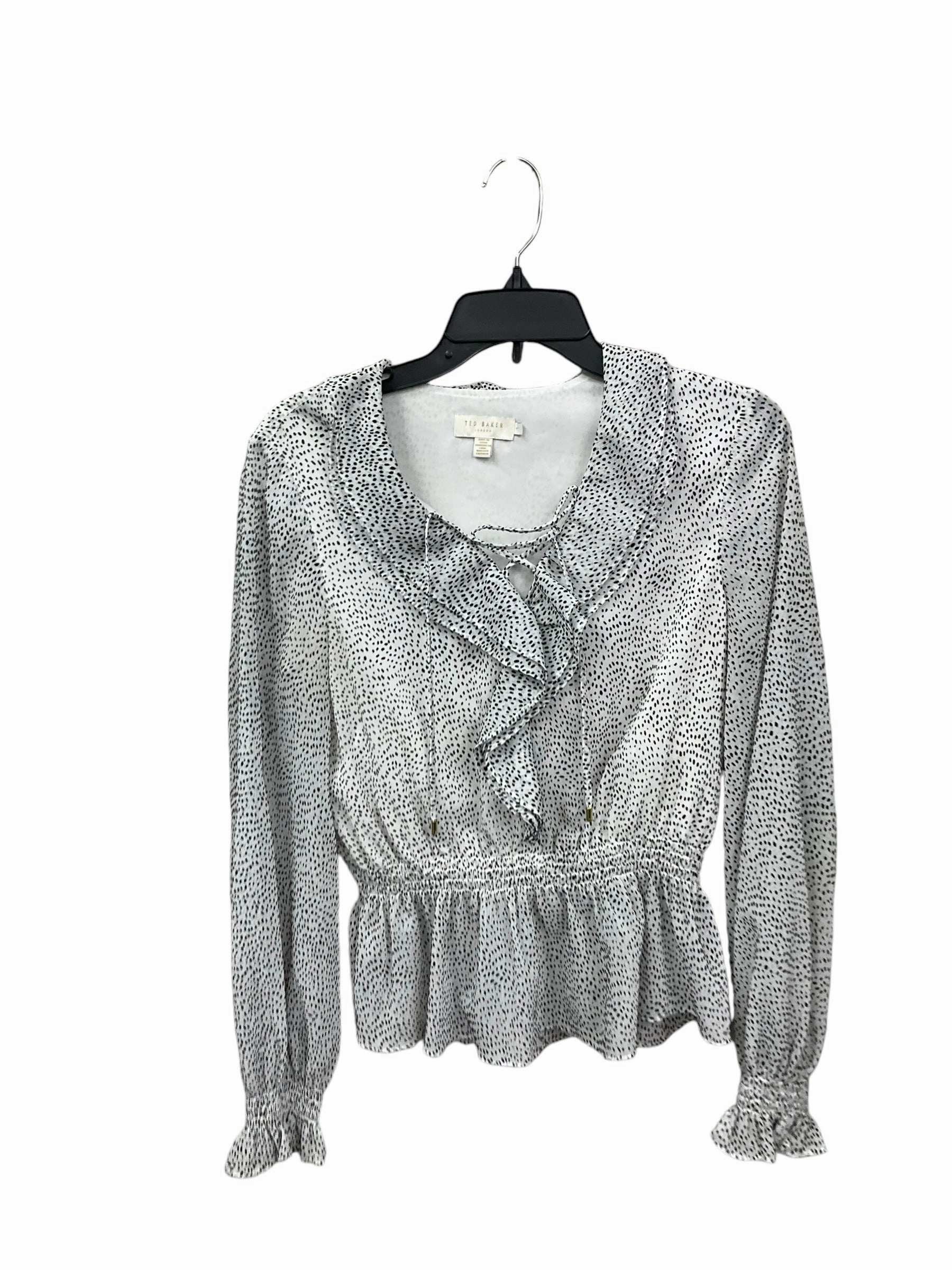 Sheer Glow Blouse Long Sleeve By Ted Baker In Polkadot Pattern, Size: Xs