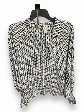 Blouse Long Sleeve By Worthington In Black & White, Size: L NoRubEdging