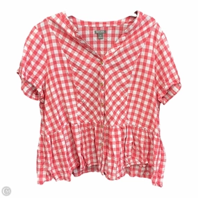 Blouse Short Sleeve By Falls Creek In Checkered Pattern, Size: 3x Mature Charm Stylish Fashion