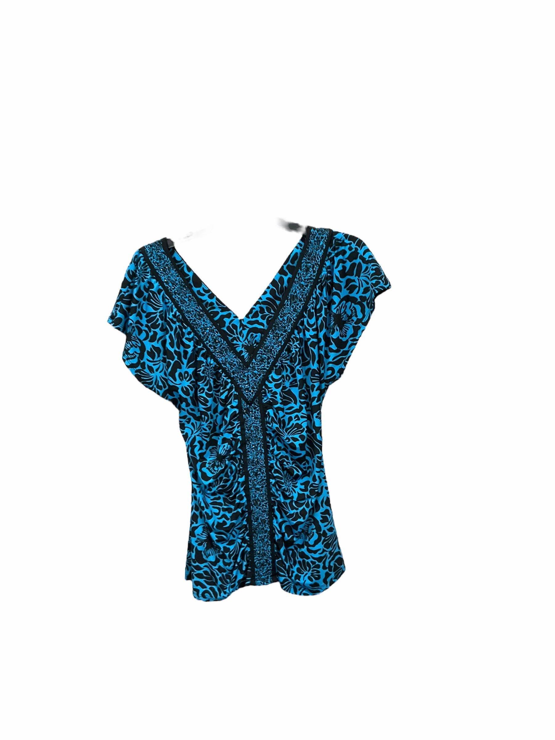 Reflective details Blouse Short Sleeve By Inc In Blue, Size: L