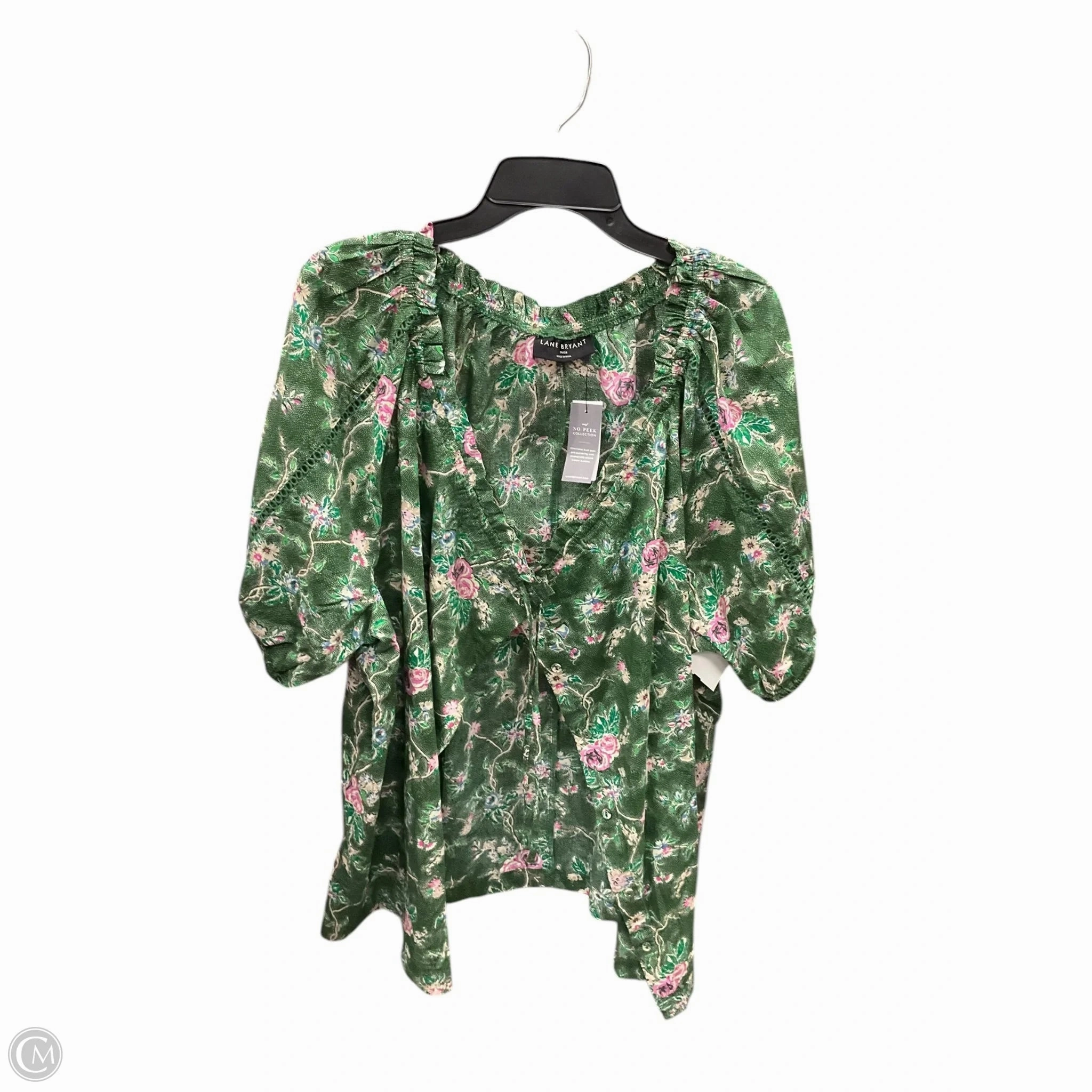 Street Light Blouse Short Sleeve By Lane Bryant In Green, Size: 3x