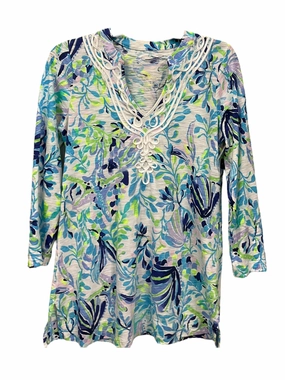 Blue & White Dress Casual Short Lilly Pulitzer, Size S SoftenedEdges Club Mode