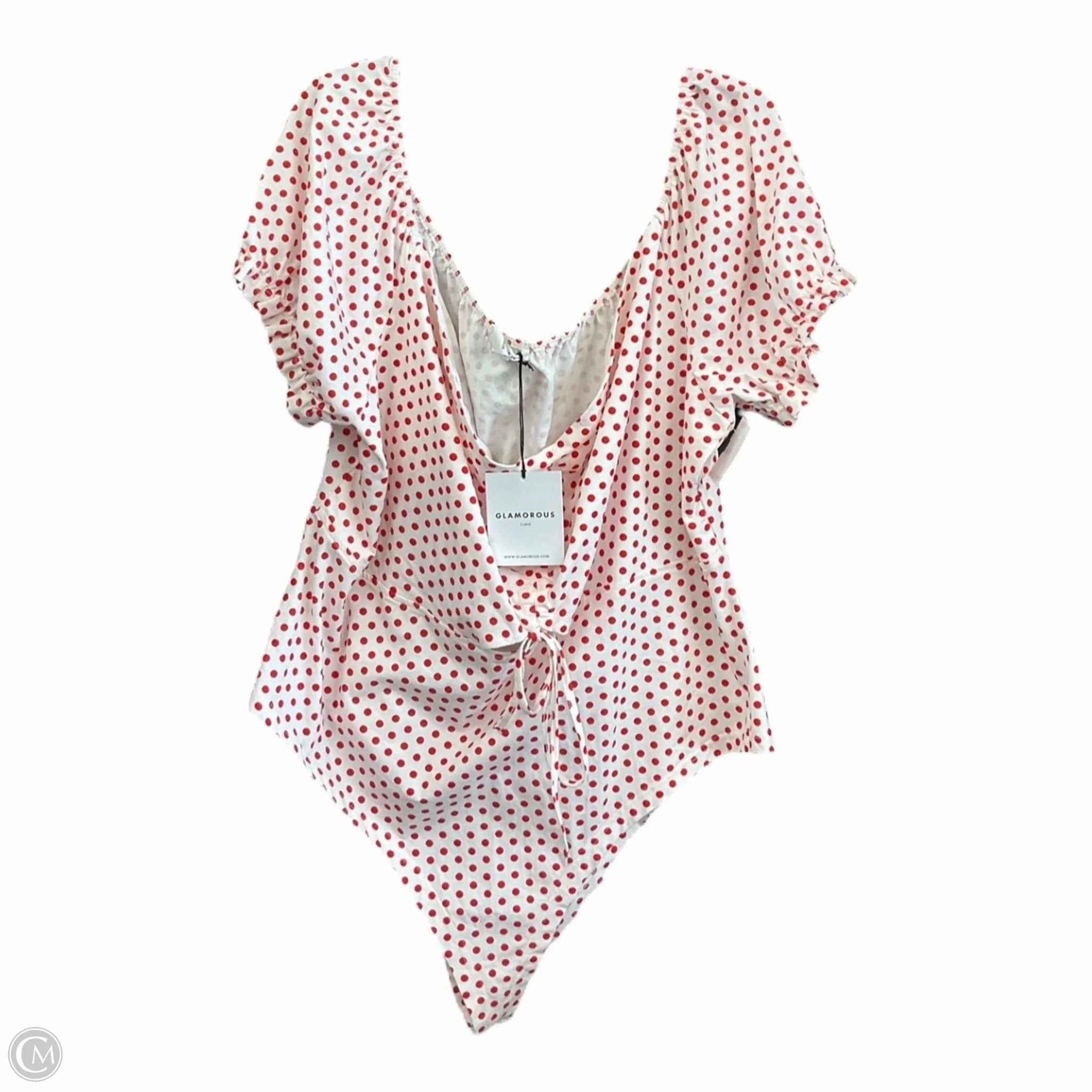 Elegant Tunic Pure Core Bodysuit By Glamorous In Red & White, Size: 2x